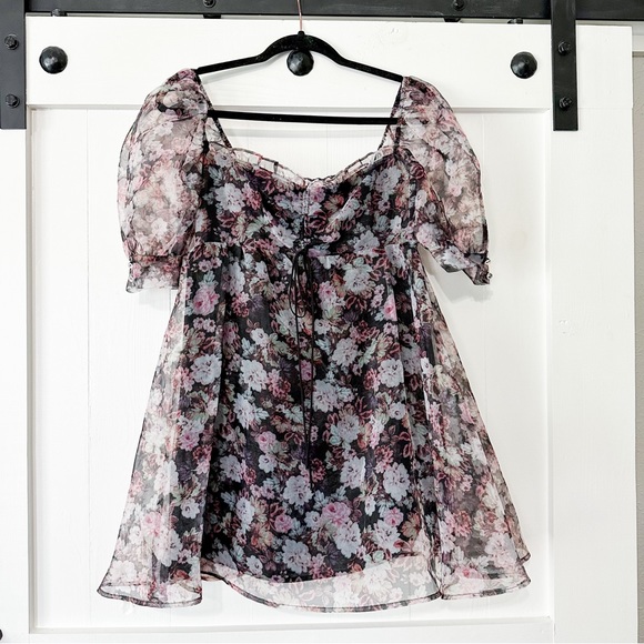 For Love & Lemons Faye Mini Dress Babydoll Multicolored Size Medium - Picture 4 of 14